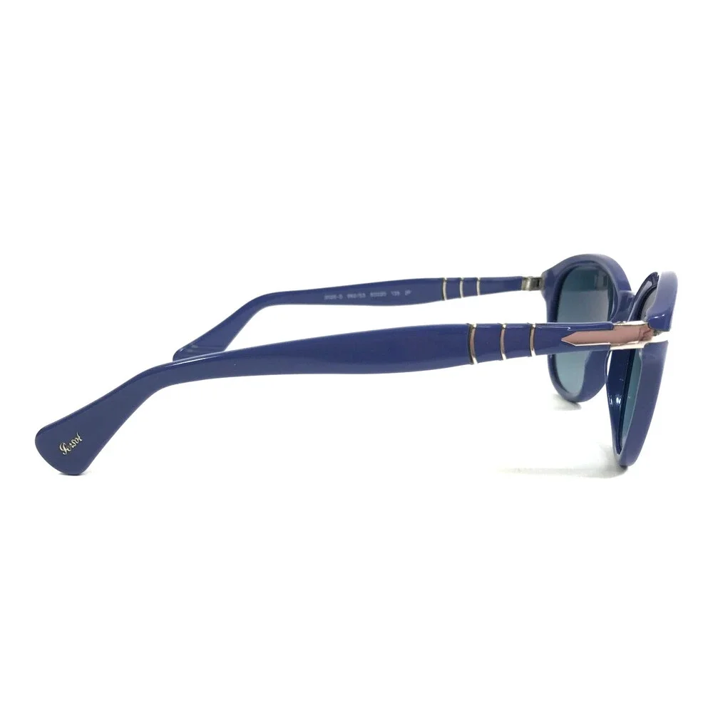 Persol Sunglasses 3025-S 962/S3 Blue Silver Frames with Blue Polarized Lenses